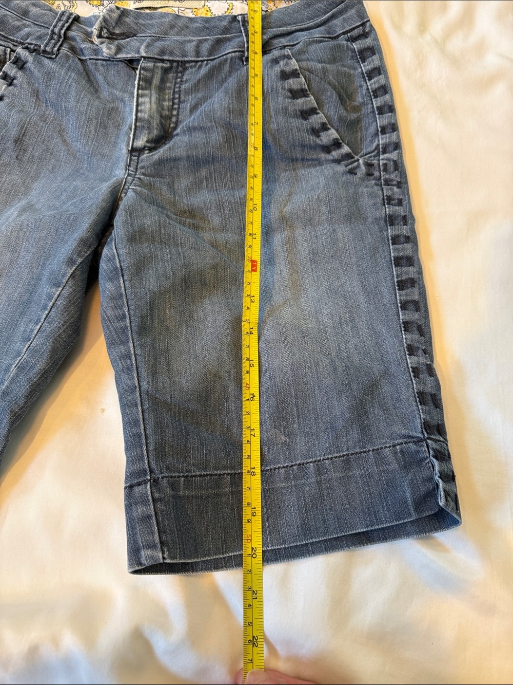 one 5 one Women's Denim Bermuda Shorts in Light Blue with Decorative Trim - Picture 10 of 12